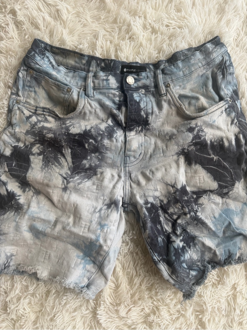 Purple Brand Men's Tie-Dye Jean Shorts in Gray & Black